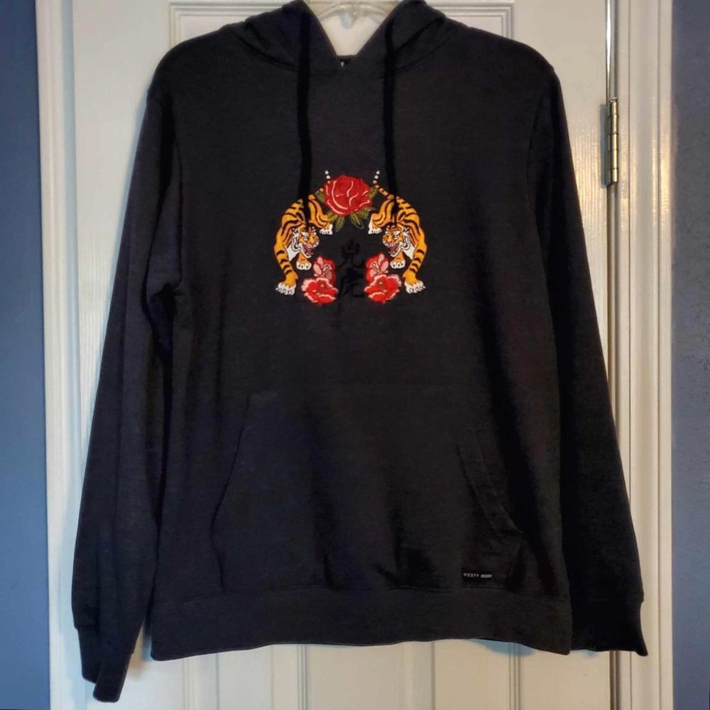 Westy MFG Co Tigers and Roses Gray Hoodie Women's Small